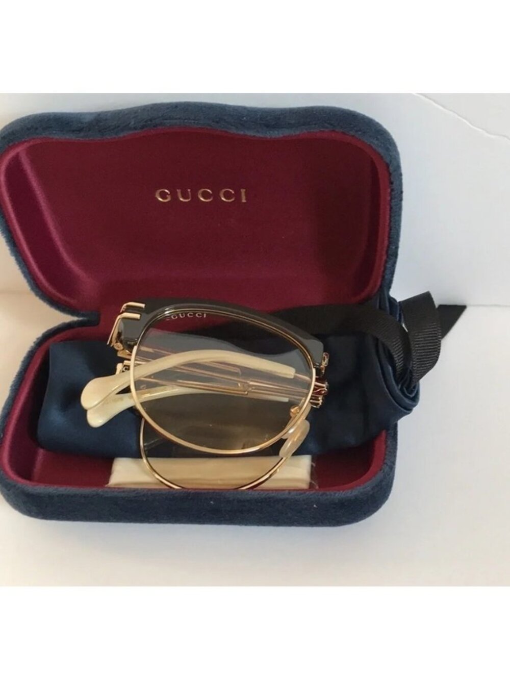 New Authentic Gucci Men's Brown and Gold  GG1107S Square Sunglasses - Picture 10 of 10